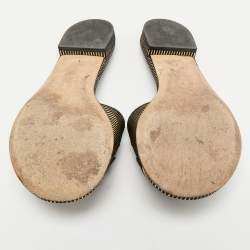 Chanel Black/Gold Suede Beaded CC Flat Slides Size 36
