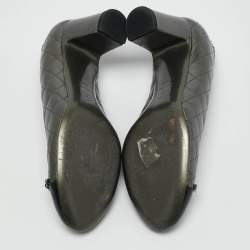 Chanel Metallic/Black Leather Block Heel Pumps Size 38.5