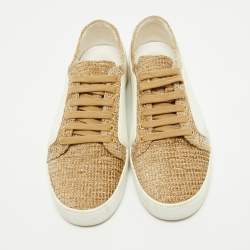 Chanel White/Gold Rubber And Tweed Fantasy Sneakers Size 39