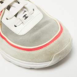Chanel Multicolor Leather and Suede Low Top Sneakers Size 38