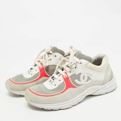 Chanel Multicolor Leather and Suede Low Top Sneakers Size 38