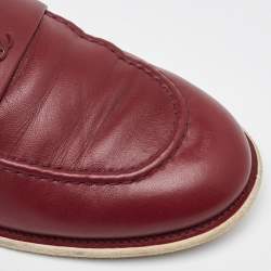 Chanel Dark Red Leather CC Slip On Loafers Size 40.5