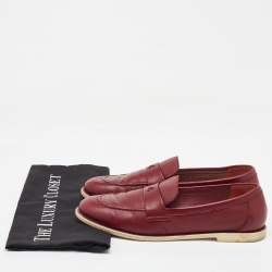 Chanel Dark Red Leather CC Slip On Loafers Size 40.5