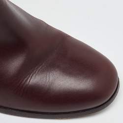 Chanel Burgundy Leather CC Block Heel Ankle Length Boots Size 41