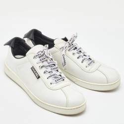 Chanel White/Black Leather CC Weekender Low Top Sneakers Size 41