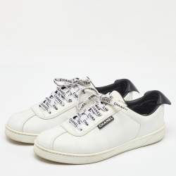Chanel White/Black Leather CC Weekender Low Top Sneakers Size 41