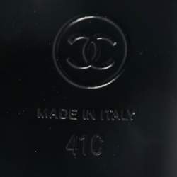 Pre Owned Chanel Cream/Black Leather CC Logo Ankle Strap Sandals Size 41