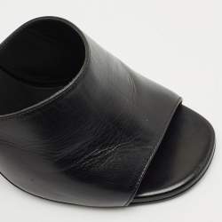 Chanel Black Leather Pearl Embellished Slide Sandals Size 40