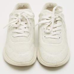 Chanel White Sequin and Leather CC Low Top Sneakers Size 38.5