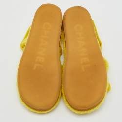 Chanel Yellow Leather CC Dad Flat Sandals Size 41