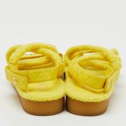Chanel Yellow Leather CC Dad Flat Sandals Size 41
