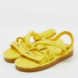 Chanel Yellow Leather CC Dad Flat Sandals Size 41