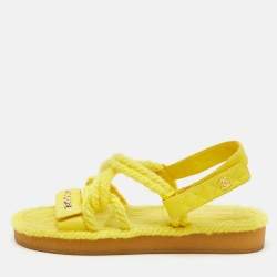 Chanel Yellow Leather CC Dad Flat Sandals Size 41
