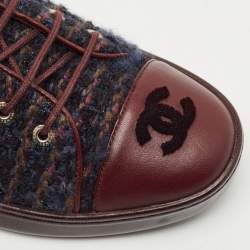 Chanel Multicolor Tweed and Leather CC Low Top Sneakers Size 39.5