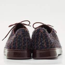 Chanel Multicolor Tweed and Leather CC Low Top Sneakers Size 39.5