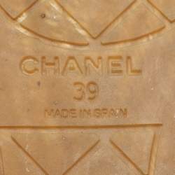 Chanel Black Leather CC Cap Toe Espadrille Flats Size 39