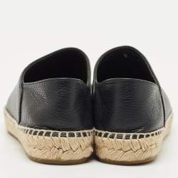 Chanel Black Leather CC Cap Toe Espadrille Flats Size 39