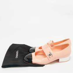 Chanel Pink/Black Leather CC Cap Toe Mary Jane Pumps Size 39.5