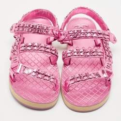 Chanel Pink Leather Dad Flat Sandals Size 40
