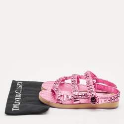 Chanel Pink Leather Dad Flat Sandals Size 40