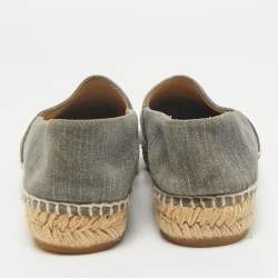 Chanel Grey Suede CC Cap Toe Espadrille Flats Size 37