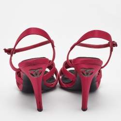 Chanel Pink Satin CC Ankle Strap Sandals Size 35