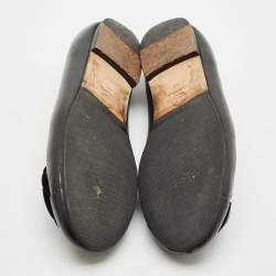  Chanel Black Leather CC Camellia Ballet Flats Size 41