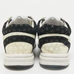 Chanel Black/White Suede CC Interlocking Logo Low Top Sneakers Size 37