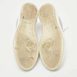 Chanel Grey/White Leather Weekender Sneakers Size 37.5