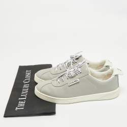 Chanel Grey/White Leather Weekender Sneakers Size 37.5