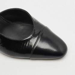 Pre Owned Chanel Black Leather CC Block Heel Slingback Pumps Size 39.5