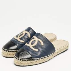 Chanel Multicolor Leather CC Espadrille Mules Size 38