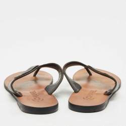 Chanel Black Leather Thong Flat Sandals Size 40