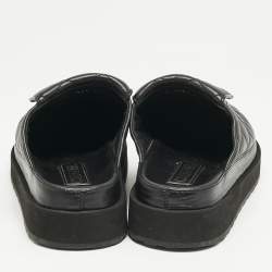 Chanel Black Quilted Leather CC Turnlock Platform Mules Size 39