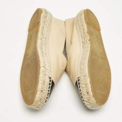 Chanel Beige/Black Leather Logo CC Cap Toe Espadrille Flats Size 40