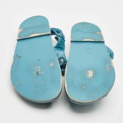 Chanel Blue Quilted Suede Dad Flat Sandals Size 38.5