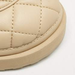 Chanel Beige Quilted Leather CC Turnlock Platform Mules Size 39