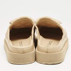Chanel Beige Quilted Leather CC Turnlock Platform Mules Size 39