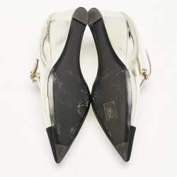 Chanel Gold/Black Canvas and Leather Mary Jane Wedge Pumps Size 39