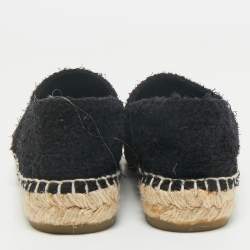 Chanel Black Tweed and Fabric CC Cap Toe Espadrille Flats Size 36