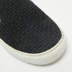 Chanel Black/Off White Tweed and Suede Slip On Sneakers Size 37