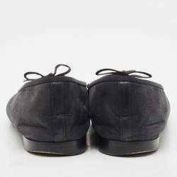 Chanel Black Leather CC Cap Toe Bow Ballet Flats Size 39