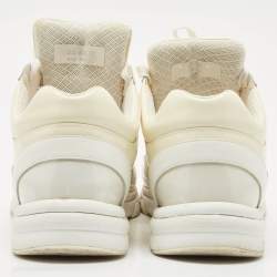 Chanel Grey/Cream Leather and PVC CC Low Top Sneakers Size 41