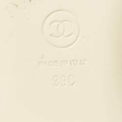 Chanel White Leather and Velvet CC Cap Toe Ballet Flats Size 39