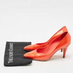 Chanel Red Patent Leather Cap Toe Pumps Size 37.5