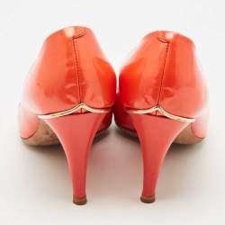 Chanel Red Patent Leather Cap Toe Pumps Size 37.5