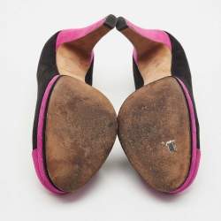 Chanel Black/Pink Suede CC Cap Toe Platform Pumps Size 38.5