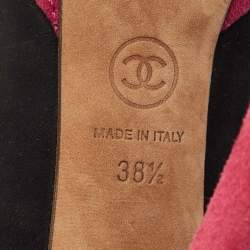 Chanel Black/Pink Suede CC Cap Toe Platform Pumps Size 38.5