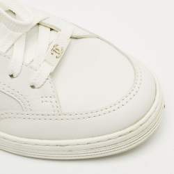 Chanel White Leather CC Low Top Sneakers Size 38.5