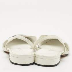 Chanel White/Black Leather CC Cap Toe Slingback Flats Size 37.5